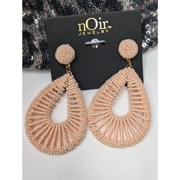 nOir Jewelry Jewelry - nOir Pink Beaded Teardrop Hoop Earrings